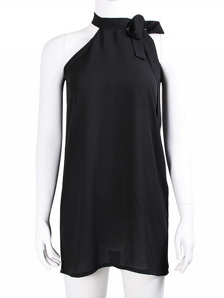 Choies Black Halter Tie Neck Shift Mini Dress