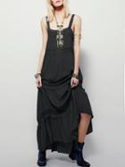 Choies Black Frill Trim Lace Panel Maxi Dress