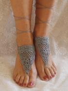 Choies Gray Cut Out Crochet Toe Ring Barefoot Sandals