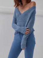 Choies Blue V-neck Long Sleeve Chic Women Knit Sweater