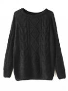 Choies Black Cable Long Sleeve Chunky Knit Sweater