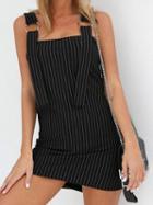 Choies Black Stripe Circle Strap Chic Women Mini Dress