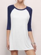 Choies White Contrast Half Sleeve T-shirt Dress