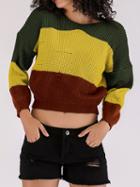 Choies Yellow Contrast Long Sleeve Chic Women Knit Crop Hoodie Sweater