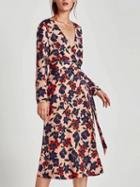 Choies Polychrome Plunge Tie Waist Floral Print Long Sleeve Midi Dress