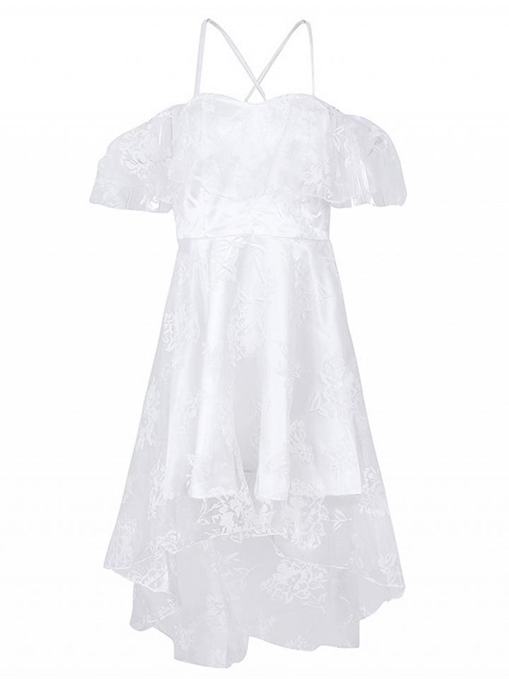 Choies White Cold Shoulder Mesh Panel Cami Hi-lo Dress