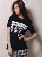 Choies Black Skull And Letter Print Short Sleeve T-shirt