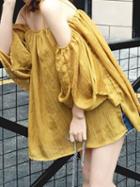 Choies Yellow Chiffon Off Shoulder Batwing Sleeve Chic Women Cami Blouse