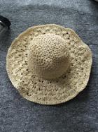 Choies Beige Crochet Floppy Straw Hat