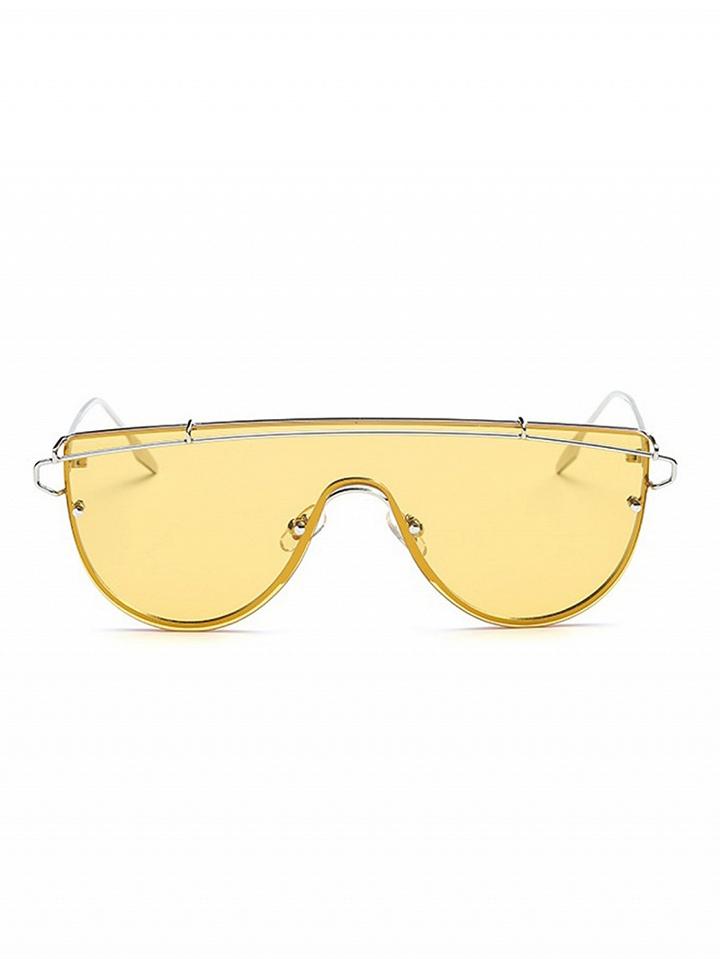 Choies Yellow Half Frame Double High Bar Sunglasses