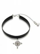 Choies Leather Look Choker Necklace With Rhinestone Charm