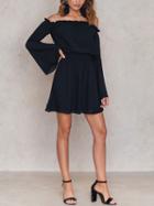 Choies Black Off Shoulder Flare Sleeve Mini Dress