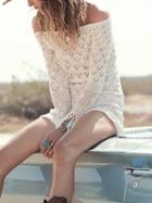 Choies White Off Shoulder Tassel Trim Cut Out Detail Mini Dress