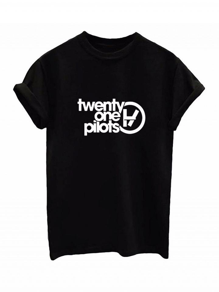 Choies Black Text Print Roll Sleeve T-shirt