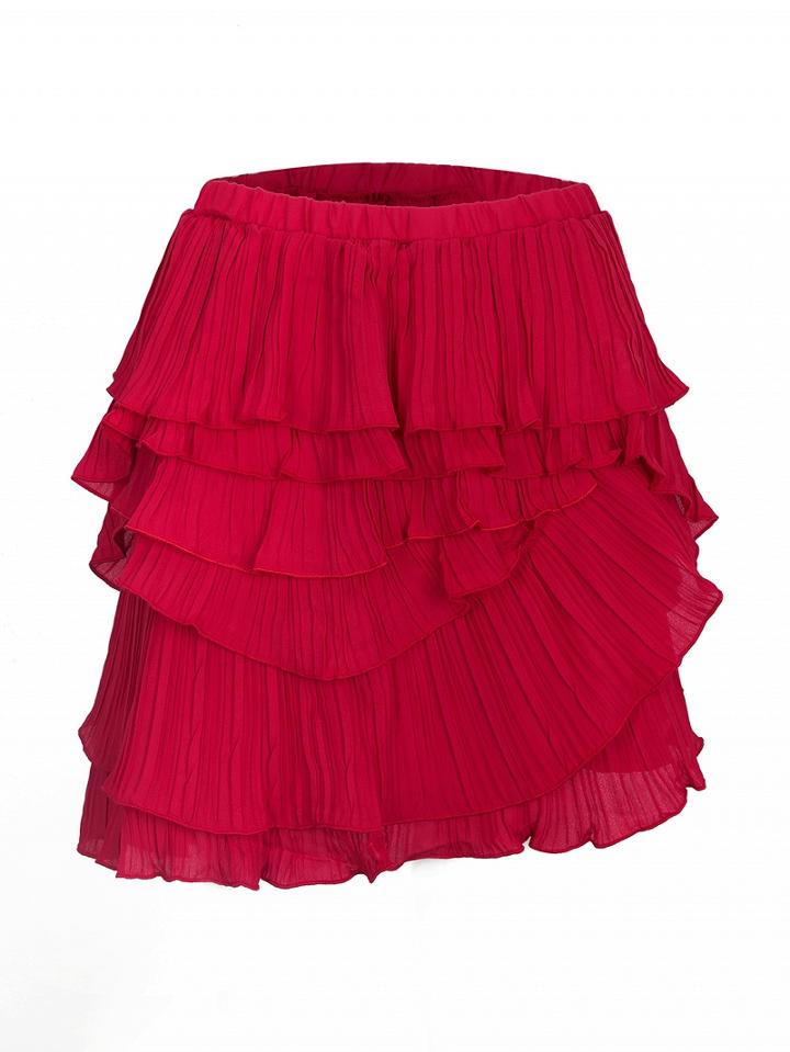 Choies Red High Waist Asymmetric Layered Skirt