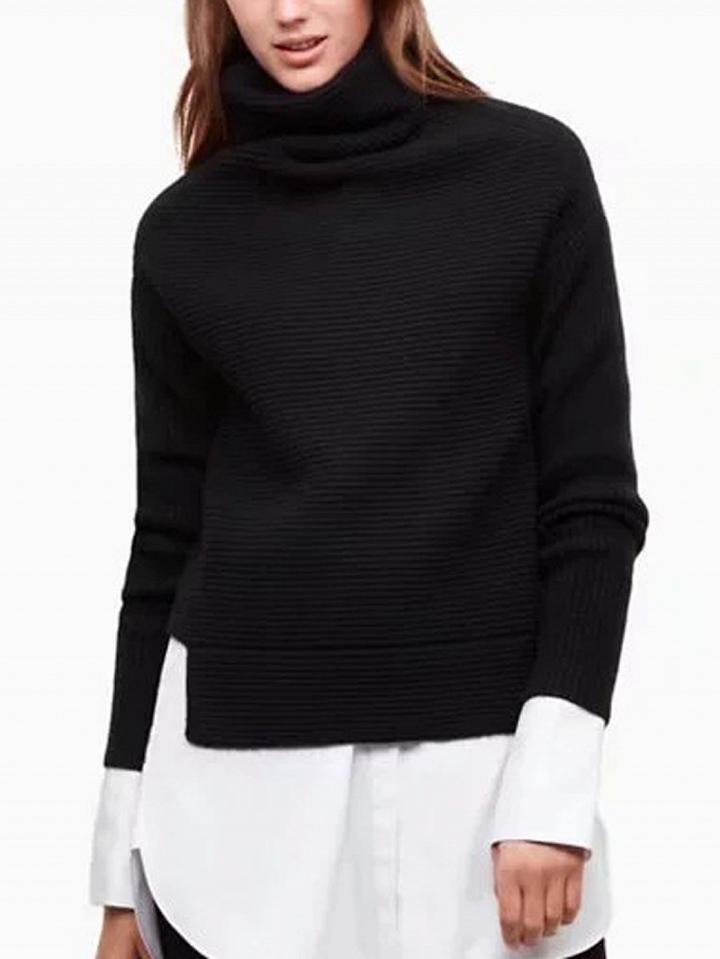 Choies Black High Neck Long Sleeve Knit Sweater