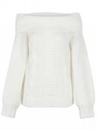 Choies White Off Shoulder Open Knit Sweater