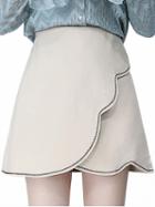 Choies Beige High Waist Mini Skirt