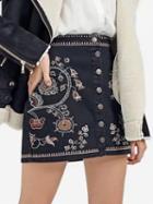 Choies Black Embroidery Detail Button Front Denim Mini Skirt