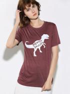 Choies Burgundy Cartoon Dinosaur Print Short Sleeve T-shirt