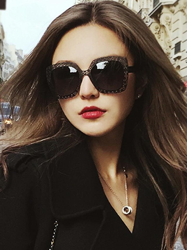 Choies Black Lens Cutwork Metal Frame Square Sunglasses