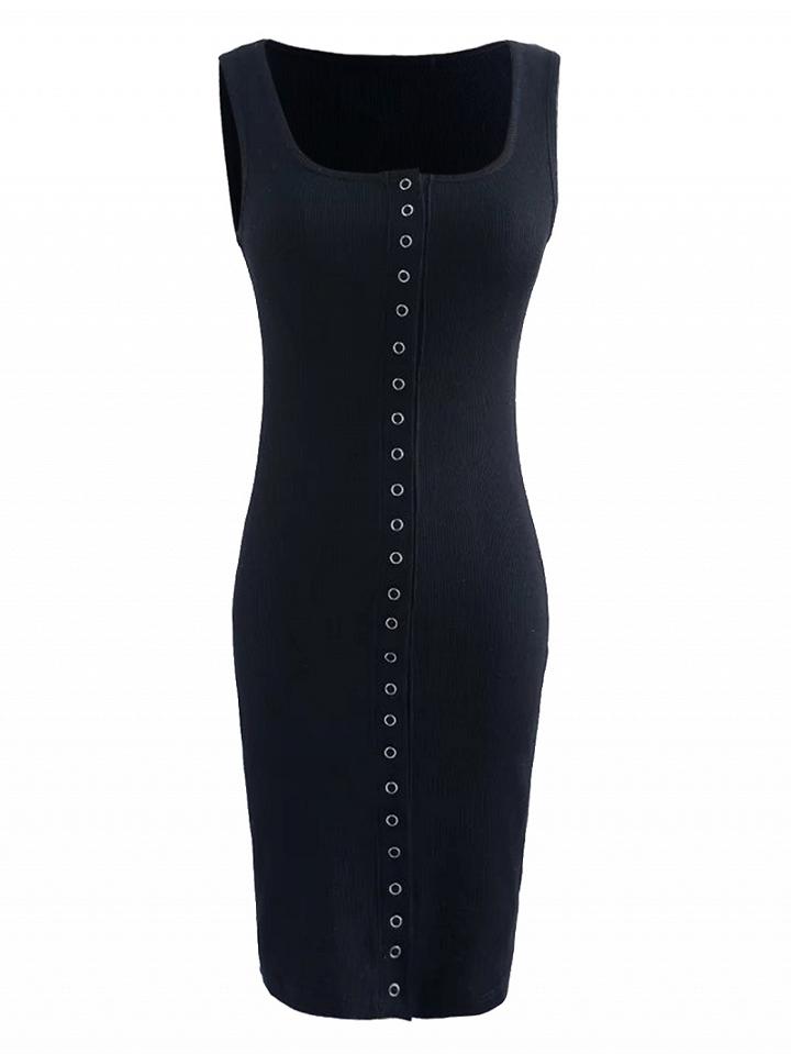 Choies Black Sleeveless Ribbed Bodycon Mini Dress