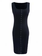 Choies Black Sleeveless Ribbed Bodycon Mini Dress