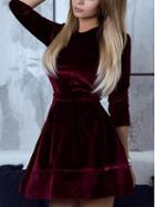 Choies Burgundy Velvet Tie Waist Skater Mini Dress