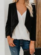 Choies Black Long Sleeve Chic Women Crop Blazer