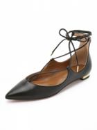 Choies Black Lace Up Pointed Ballet Flats