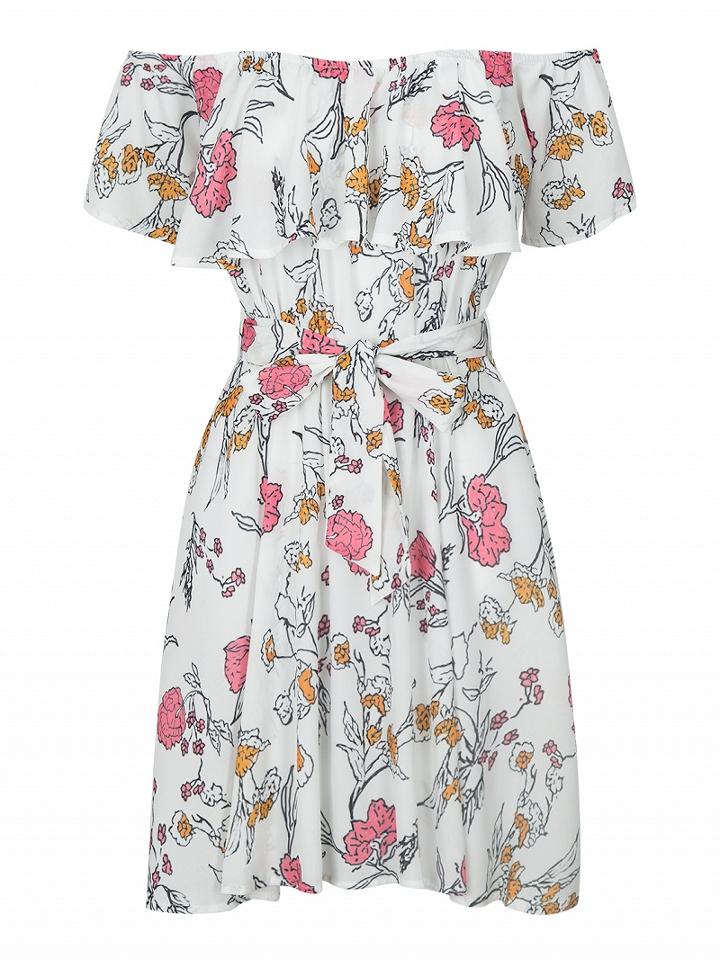 Choies Multicolor Floral Off Shoulder Ruffle Mini Dress