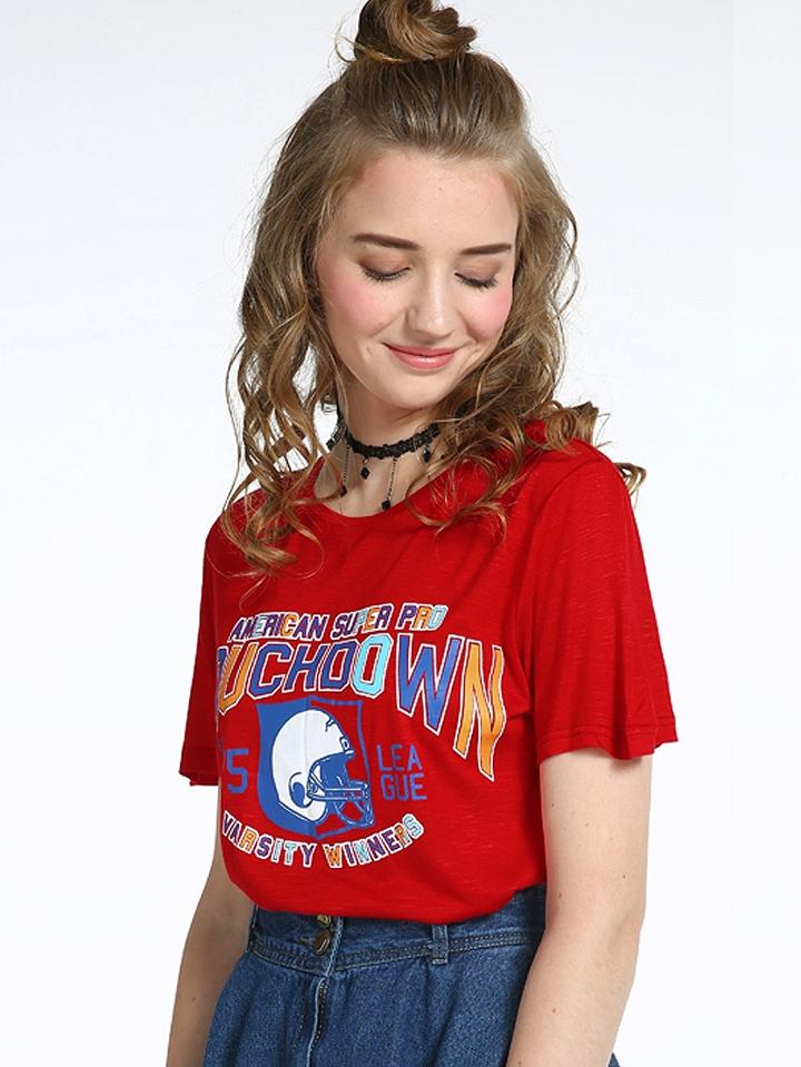 Choies Red Letter Print Short Sleeve T-shirt