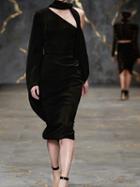 Choies Black Asymmetric Neck Flare Sleeve Chic Women Bodycon Midi Dress