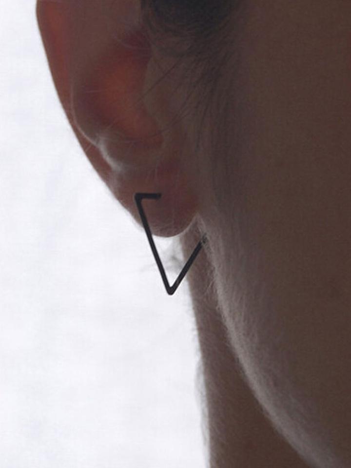 Choies Black Triangle Hood Earrings