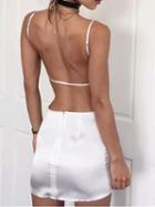 Choies White Silky Strappy Open Back Cami Bodycon Dress