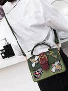 Choies Green Embroidery Zip Detail Chic Women Cross Body Bag
