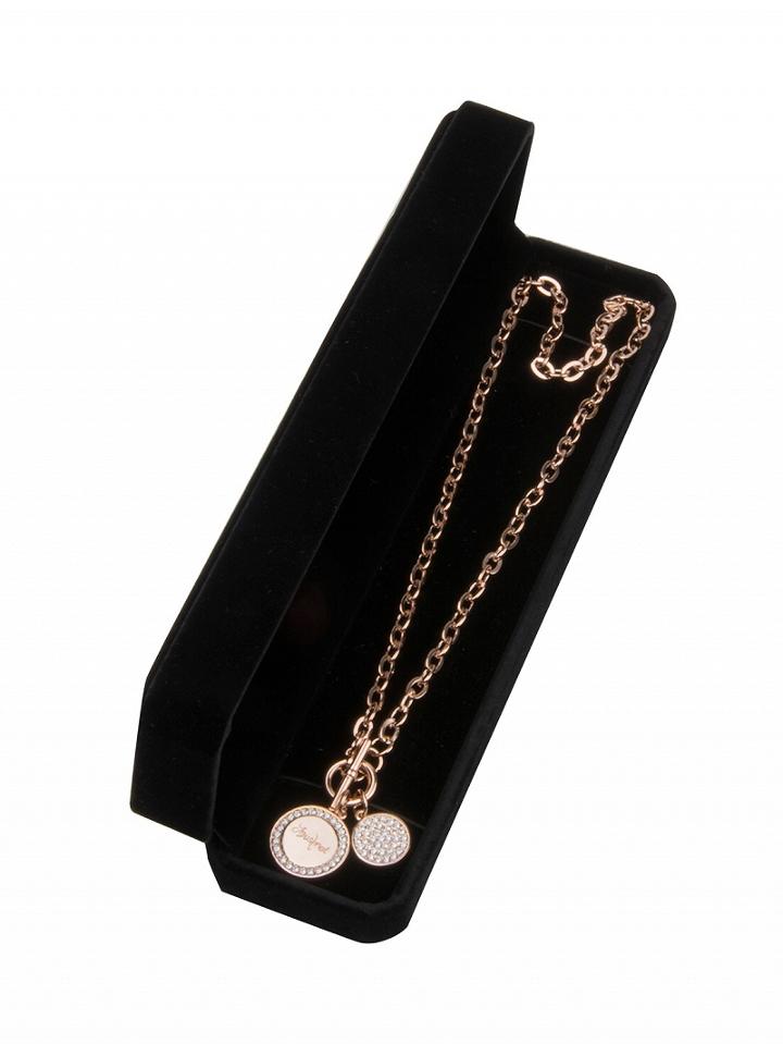 Choies Rose Gold  Crystal Embellished Pendant Chain Necklace