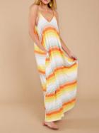 Choies Yellow Cotton V-neck Spaghetti Strap Chic Women Maxi Dress
