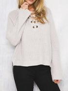 Choies Gray Plunge Lace Up Front Flared Sleeve Dipped Hem Knit Jumper