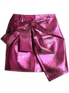 Choies Hot Pink Metallic Asymmetric Hem Mini Skirt