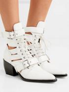 Choies White Lace Up Cut Out Detail Chic Women Pointed Toe Ankle Boots