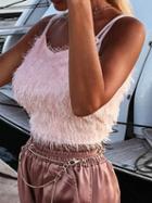 Choies Pink Fluffy Women Crop Cami Top