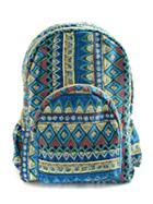 Choies Blue Retro Totem Print Canvas Backpack