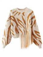 Choies Khaki Tassel Detail Long Sleeve Chunky Knit Sweater
