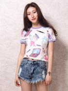 Choies White Cosmetic Print Short Sleeve T-shirt