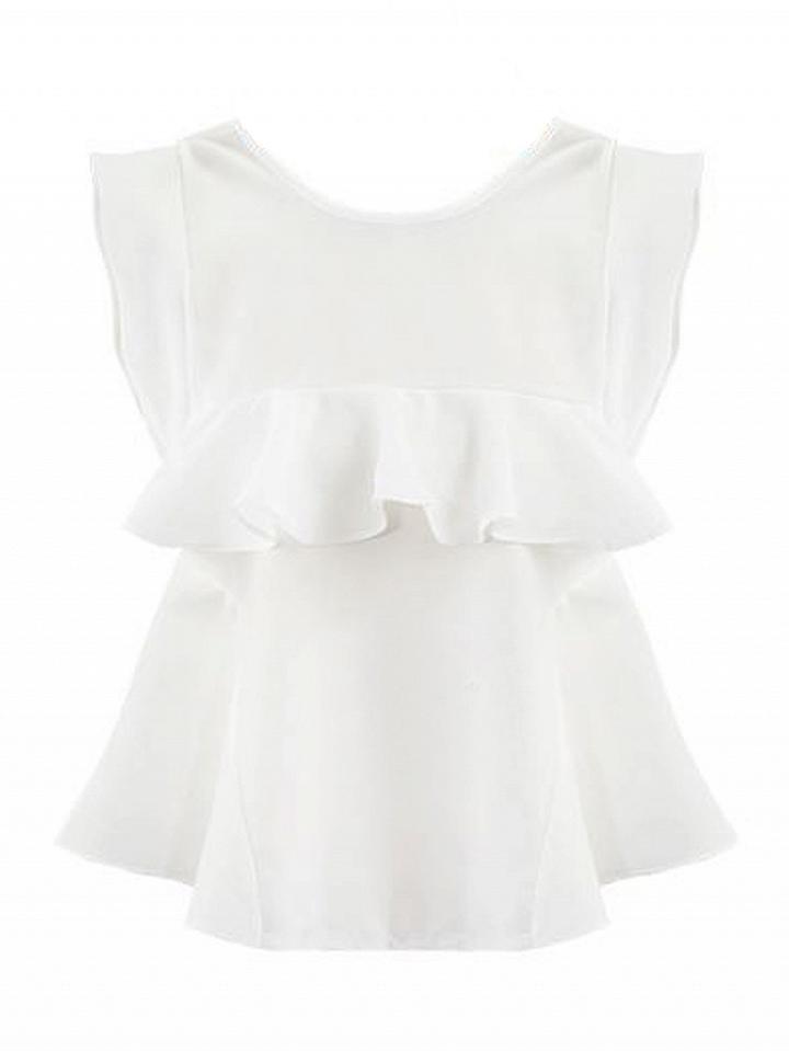 Choies White Ruffle Detail Chiffon Blouse