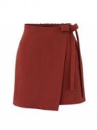 Choies Red Elastic Waist Side Tie Asymmetric Hem Mini Skirt