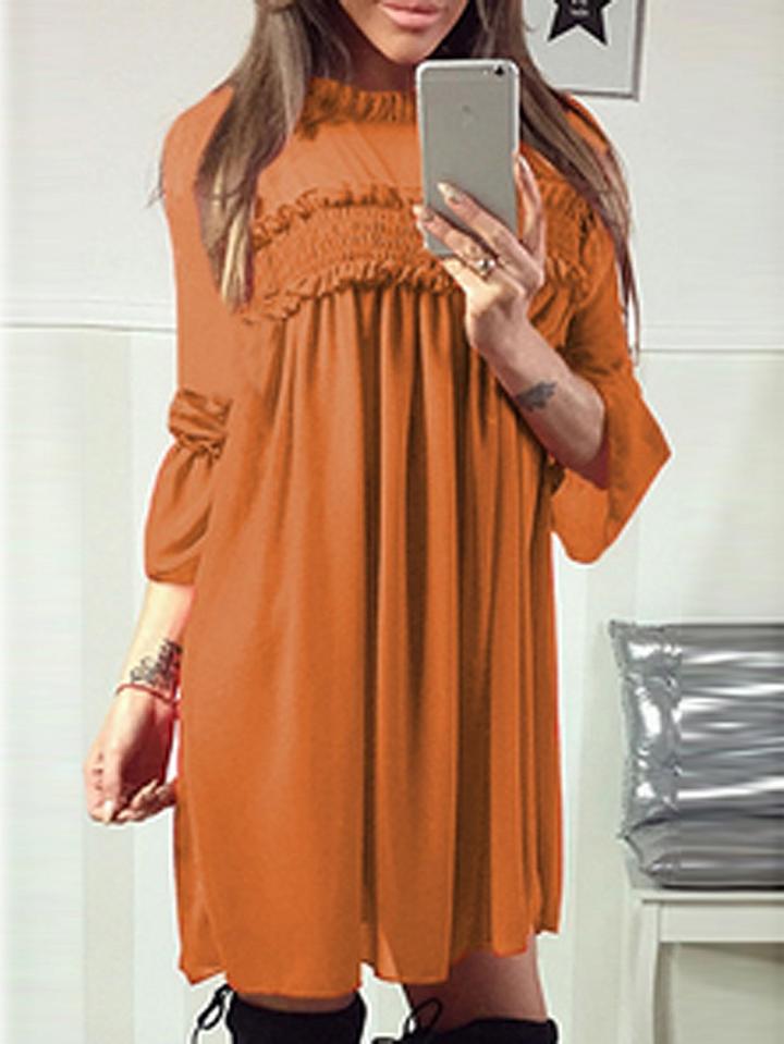 Choies Yellow Frill Trim Long Sleeve Mini Dress