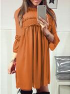 Choies Yellow Frill Trim Long Sleeve Mini Dress