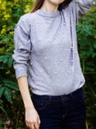Choies Gray Beaded Detail Long Sleeve Chic Women Knit Sweater